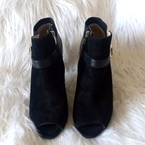 Marc Fisher ankle boot, suede, peep toe, size 8 and 1/2.